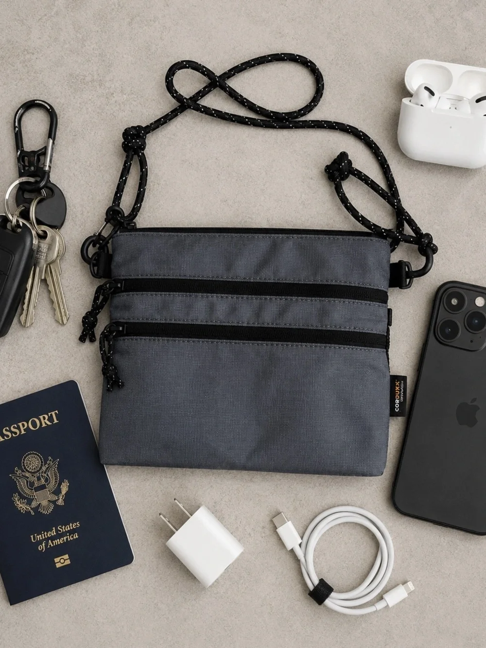 NWT Cordura Advanced Fabric Accessory Utility Pouch Dark Grey and Black
